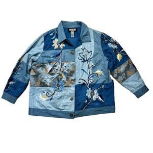 Indigo Moon Vintage Boho Embroidered Light Jacket Size 1X Plus Size
